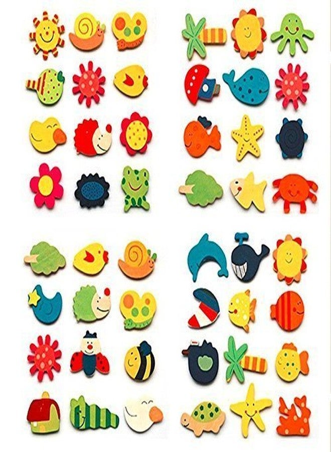 Qwick Click Wooden Nature Theme Magnets - Set of 40, Multicolour - Image 1